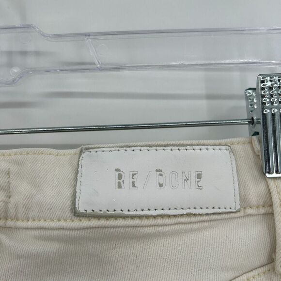 RE/DONE Vintage White Ivory 90's High Rise Ankle Crop Rigid Denim Jeans Size 26 - Picture 7 of 10